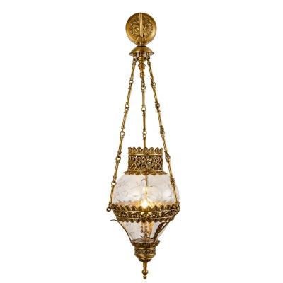 China Traditional Vintage Brass Wall Lamp and Decorative Glass Wall Hanging Mason Jar Sconce Light Lantern for Aisle Corridor for sale