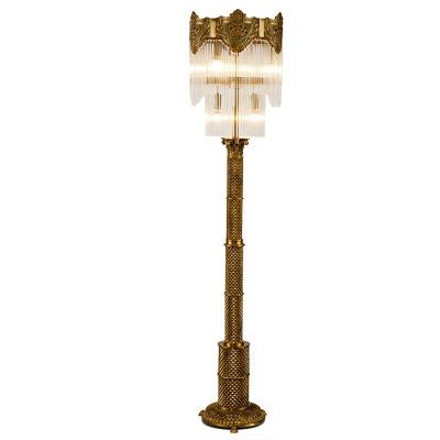 China Floor lamp luxury china guzhen factory direct antique brass heavy duty vintage gold floor standing lamp for sale