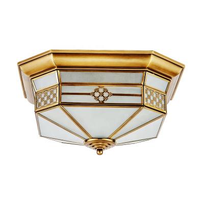 China Jiagnmen Art-Dynasty Factory European Ceiling Light Fixture Outdoor Mounted Italian Style Mounted Lamp Brass And Glass Fancy Led Ceiling Lights for sale