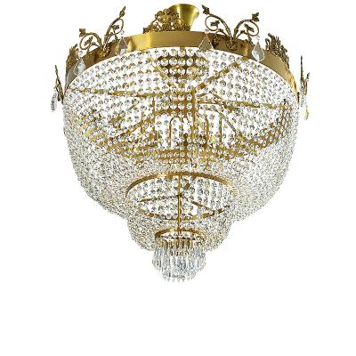 China Exterior Mounted Royal Crystal Chandelier And Semi Flush Palace Ceiling Pendant Lamp Ceiling Fixtures For Foyer And Refectory for sale