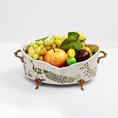 China China traditional imitation antique fruit candy dish with factory wholesale price copper home accessories for living room ceramic decorative bowls for sale