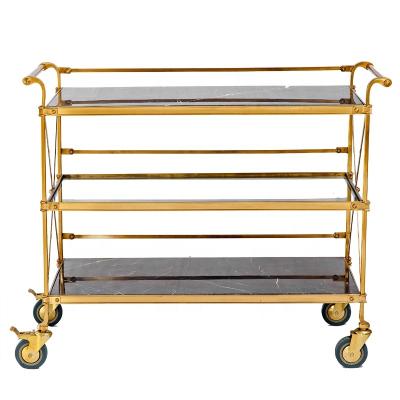 China China Supplier Custom Size And Color European Marble Brass Art Deco Bar Hotel Cart For Sale for sale