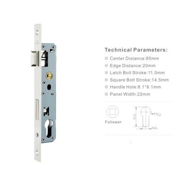 China Durable High Security 8520 Mm Distance Stainless Steel Mortise Lock Door Lock Body In High Security Standard for sale