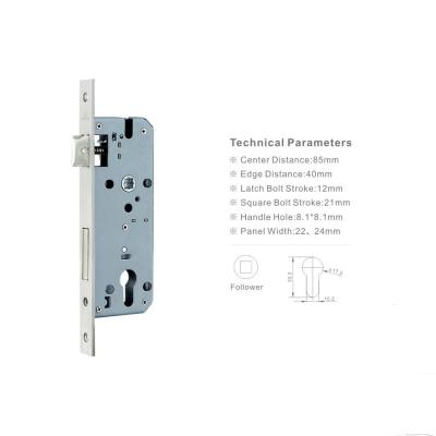 China MM Distance Security 8540E Durable High Stainless Steel Mortise Lock Door Lock Body In High Security Standard for sale