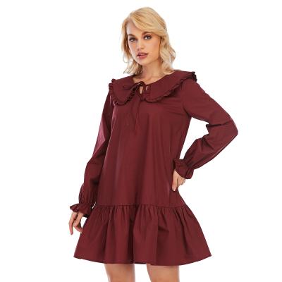 China Anti-Wrinkle Oversized Cute Preppy Cotton Long Sleeve Shirt Casual Loose Skirt Dresses Women A Line Mini Dress for sale