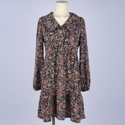 China New Arrivals Vintage Breathable Printing Stylish Long Sleeve Dresses Shirt French Slim Mini Casual Dress for sale