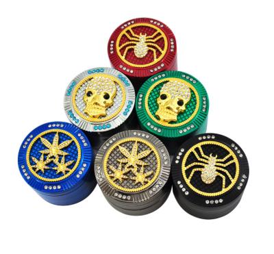 China Wholesale Custom Tobacco 52mm Smoke Logo Grinder 4 Layers Diamond Spider Zinc Alloy Herb Grinder for sale