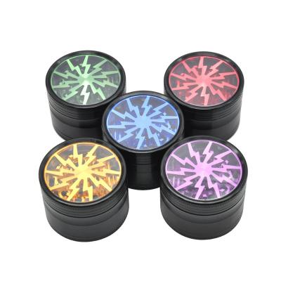 China New Styles Metal 63mm 4 Layers Aluminum Alloy Smoke Lightning Weed Grinder for sale