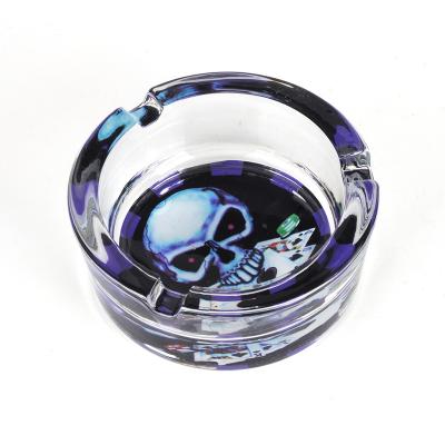 China Plastic Round Customized Paint Shape Logo Made Lead Marley Glass Fashionable Creative Smoke Accessories Cigar Smoking Ash Tray Ash Tray for sale