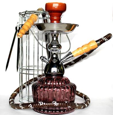 China Maya Metal Cage Hookah Shisha Cage Bottle High Quality Single Pipe Aluminum Glass Smoking Cage Portable Hookah for sale