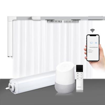 China Eco-friendly Zemismart Zigbee Battery SmartThings Curtain 1.2N 50KG Control Slide Electric Curtains Motor Pre-install Retractable Track for sale