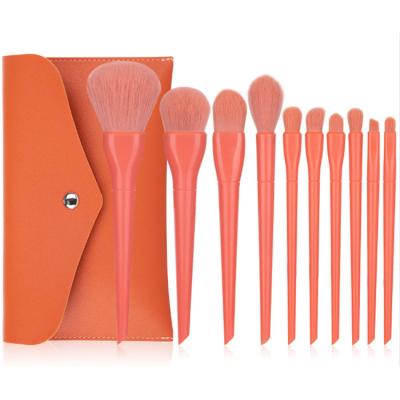 China Angular Blush New Makeup Tools Campus Style 10 Pcs Candy Color Makeup Brush Set Full Set For Beginners for sale