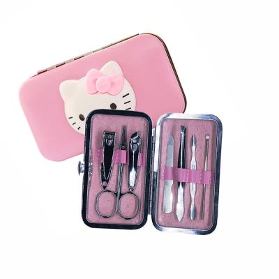 China Professional Stainless Steel Manicure Pedicure Set Cute Pink Cartoon Stainless Steel Nail Clippers Set for sale