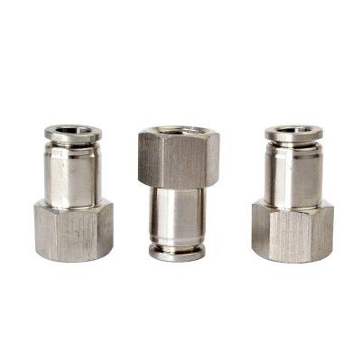 China Material of Construction Shops 4 6 8 10 12 mm PCF 304 Stainless Steel Pneumatic Push To Quick Connect Fittings Female Straight Airline for sale