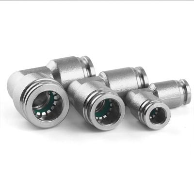 China Building Material Shops 304 Stainless Steel Pneumatic Tee Y Connector PY-4 6 8 10 12 16mm Gas Hose Quick Plug Connector PY-4 6 for sale