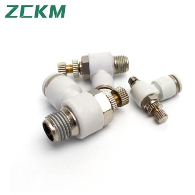 China Building Material Stores Penumatic SL Series Thrust To Connect Airline Fit Airflow Control Valve Elbow 90 Degree Air Velocity Control Valve Fitting for sale