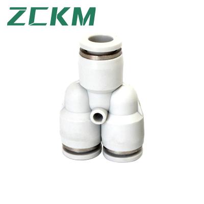 China Building Material Stores Plastic Y Spliter Push To Connect Fittings 3 Way Tube Connect Push Fit Pneumatic Push Lock PY Series Fitting Quick Connector for sale