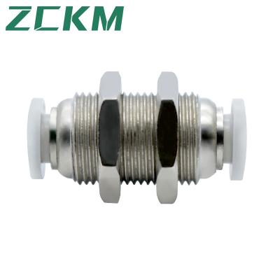 China Building Material Stores One Touch Bulkhead Union PM White Fittings Straight Through the Bulkhead Insert Quick Trachea Connectors PM 16H - 18H - 20H - 22H - 12 for sale