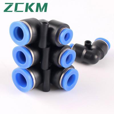 China Building Material Shops Pneumatic PV Air Elbow Plastic Push To Quick Connect Tube Fitting Two Way L Type Pneumatic Fitting Connector for sale