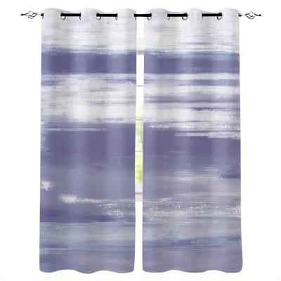 China Fashion Design Casual Texture Gray-Purple Window Curtains Blackout Set For Girls Room for sale