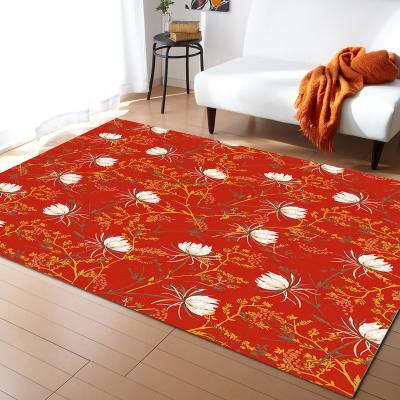 China Washable Custom Printing Floral Blanket Floor Mat Rug Rectangle Home Decor for sale