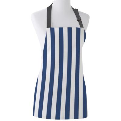 China Custom Kitchen Stripe Apron Wholesale Chinese Reusable White Blue Durable Cloth Canvas Apron For Workshop for sale