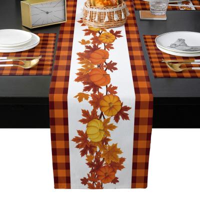 China Viable Floral Dining Table Runner Flower Table Runner Thanksgiving Day Decoration Place Mat Table Runner For Holiday for sale