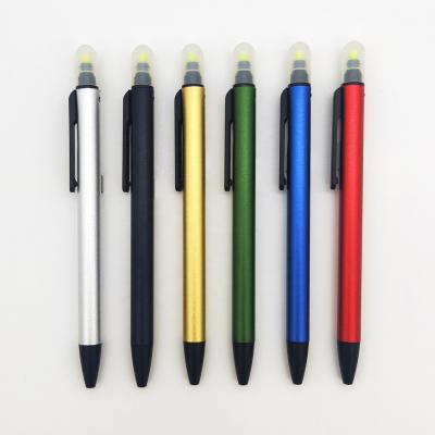 China Slim Metal Click Highlighter Ballpoint Pen Printing Double Tips Custom Ballpoint Pen With Combination Multi Color Highlighter Bar Pen for sale