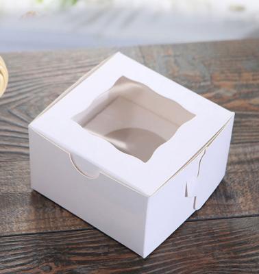 China Recyclable Custom Transparent Square Bread Macaron Cake Chocolate Box Paper Pastry Window Shape Packaging Boxes for sale