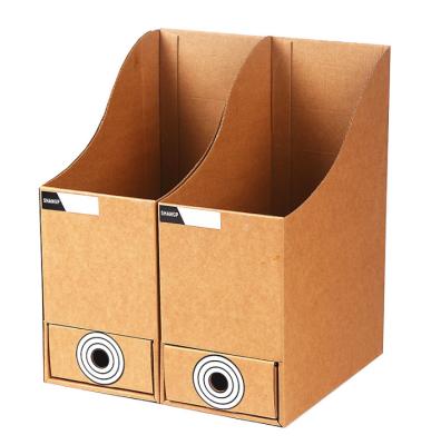 China Recyclable Special Brown Folding Storage Paper Archive Box Book Magazine Document Paper Holder For Office And Household for sale