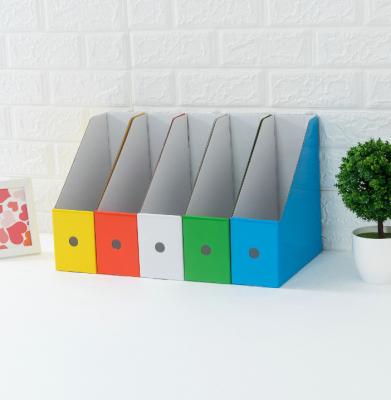 China Recyclable Eco-Friendly Colorful Folding Storage Paper File Box Book Magazine Document Paper Holder For Office And Household for sale