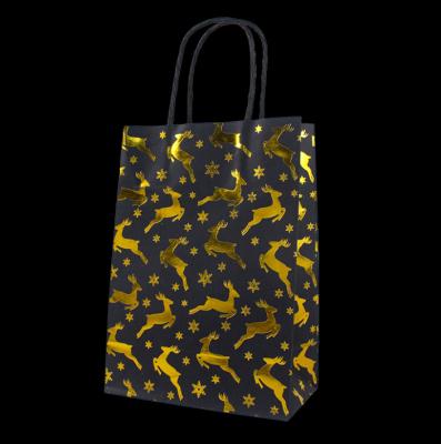 China High Quality Shopping Paper Bags Recycled Black Paper Handle Materials Gold Foil Paper Bags for sale