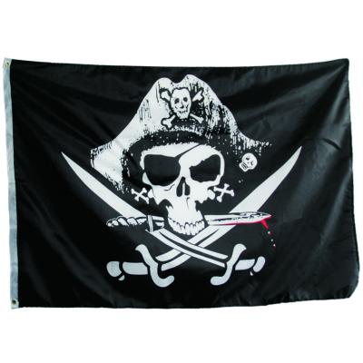 China FLYING Dead Man's Chest Pirate Flag Factory Supply 3x5 FT Polyester Cross Crossbones Sabers Jolly Roger Flag Swords for sale