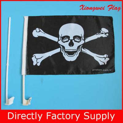 China Black Flag Hanging With White Skull Crossbones Jolly Roger Car Flag for sale