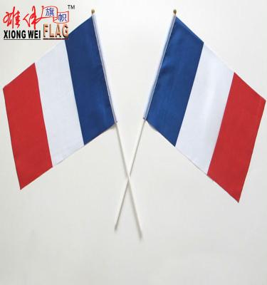 China French Plastic Hand Hold HF0173 14x21 Cm Polyester Rod With Hand Held Flag for sale