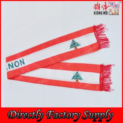 China Double Layer Satin National Flag Printed Sports Fans Lebanon Flag Scarf FS-0221 for sale