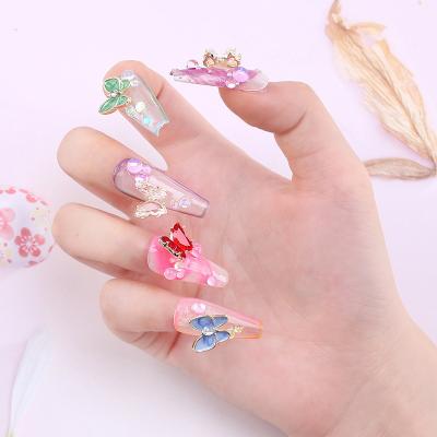 China Easy Apply 2021 Hot Selling INS Butterfly Nail Decals Nail Decorations 3D Crystal Nail Art Butterfly Decals for sale