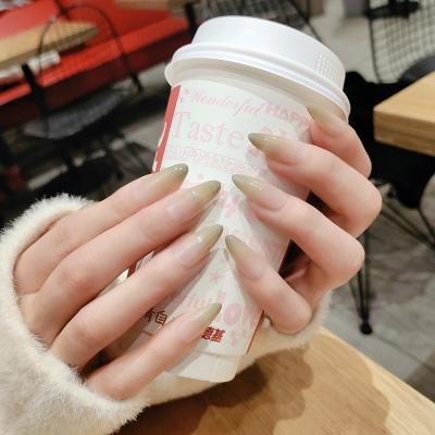 China Easy Wear Long French Manicure Natural Nude Color Full Covering DIY Nail Tip Plastic Artificial Manicure for sale