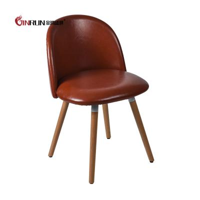 China Zero Popular PU Dining Chair With Wooden Legs for sale