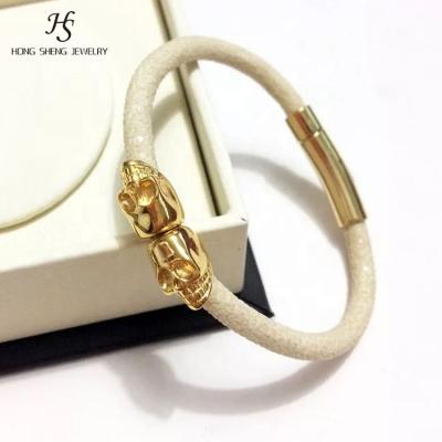 China For Stainless Steel Classic Luxury Custom Made Twin Skull Mens Jewelry Bangle HS Dongguan Genuine Stingray Bangle for sale