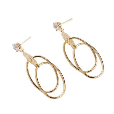 China Simple HS Romantic Jewelry Gold Earring Designs For Women Metal Circle Earrings Gold Earring for sale