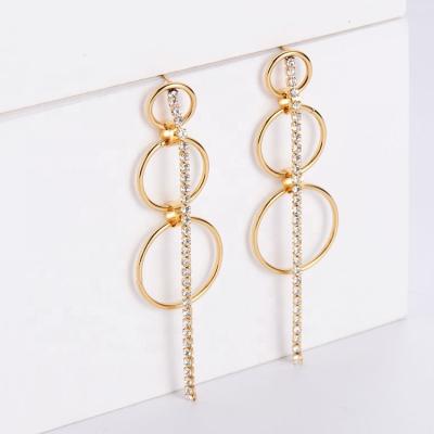 China HS Jewelry New Simple Romantic Earring Gold Silver Circle Stud Earring Tassel Dangle Drop Earring For Women for sale