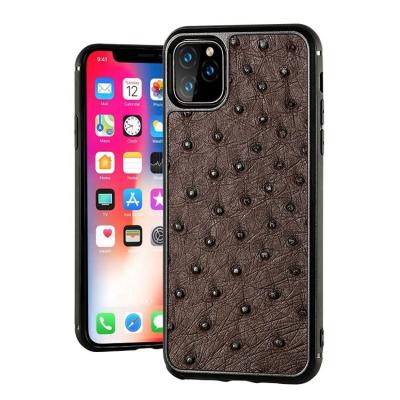 China Custom Premium Ostrich HS-PC03-2 Leather Phone Case in Genuine Ostrich Leather for sale