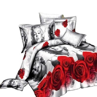 China China Manufacturer Custom 3D Printing Bedding Set Anti-static Rose Bed Linen Sheet Red for sale