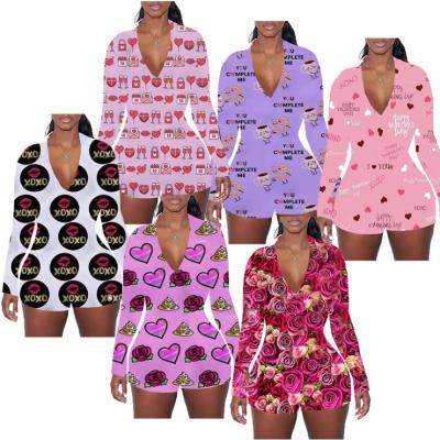 China 2022 QUICK DRY Ready To Ship Valentines Onesie Pajamas Loungewear Sleep Lounge Wear Set Pajamas for sale