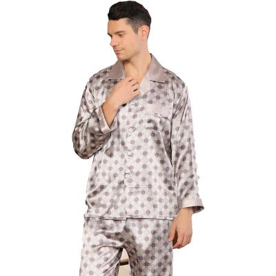 China Mens Sleepwear 2021 QUICK DRY Long Sleeve&pants Set Luxury Two Piece Set Autumn Sleepwear Satin Slik Pajama for sale