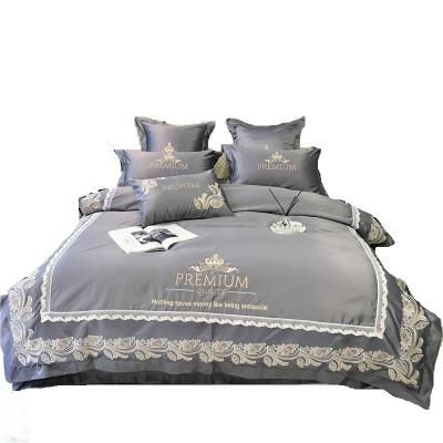 China Anti-Static Drop Shipping Luxury Bed Sheet Manufacturers Satin Jacquard Embroidery Bedding Sets 100% Cotton for sale