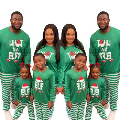 China QUICK DRY Family Matching Outfits Clothes Red White Green Green Christmas Pajamas 2021 Christmas Pajamas Parent-child Full Sleeve Stripe Family for sale