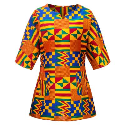 China Cotton Fashion 100% Cotton Top Ladies Wax Fabric African Style Print Tops for sale