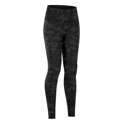 China New autumn and winter high-waisted woolen two-sided yoga pants female antibacterial black stretch mosaic leggings for sale